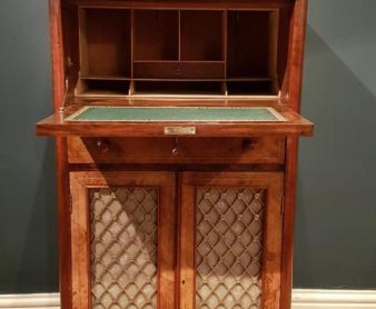 Victorian Inlaid Walnut Secretaire Music Cabinet - Image 4