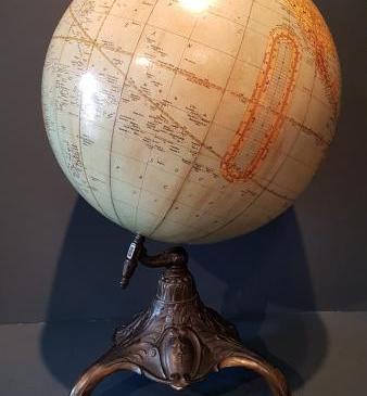 1930's Plaster Globe on Bronzed Base