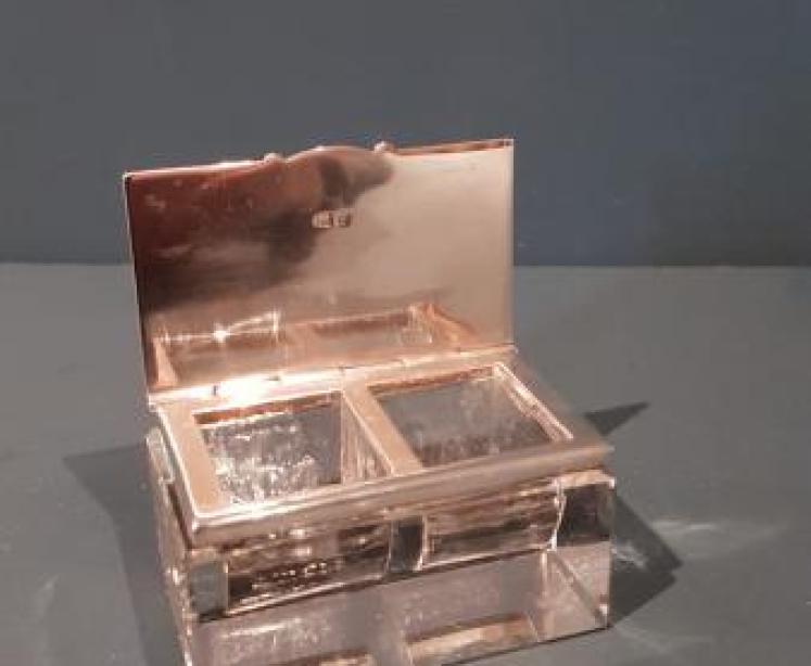 Edwardian Silver and Cut Crystal Stamp Box - Image 3