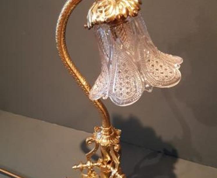 Superb Edwardian Cast Brass Table Lamp and Shade - Image 6