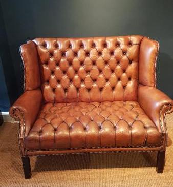 Small 1920's Wing Back Chesterfield Sofa
