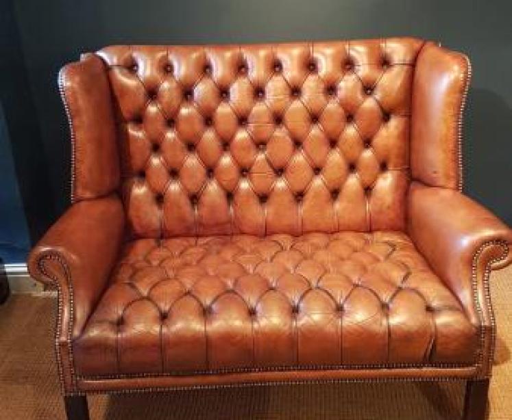 Small 1920's Wing Back Chesterfield Sofa - Image 1