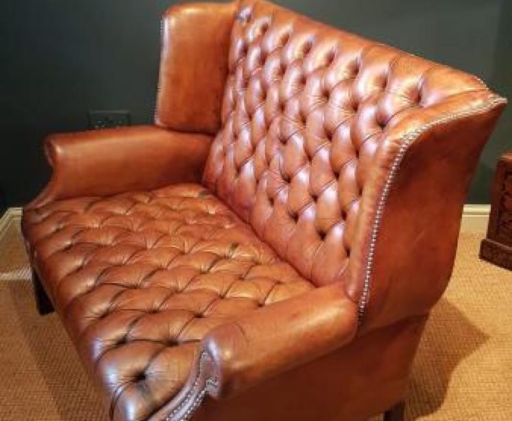 Small 1920's Wing Back Chesterfield Sofa - Image 2
