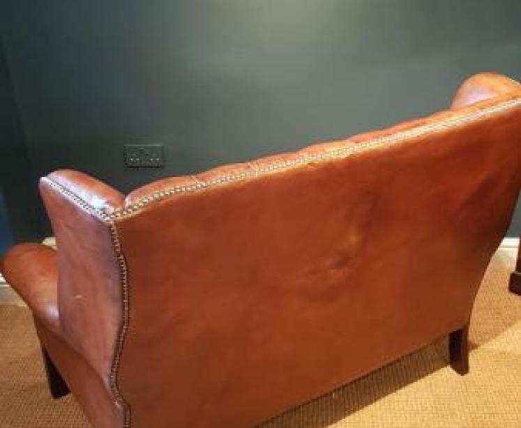 Small 1920's Wing Back Chesterfield Sofa - Image 3