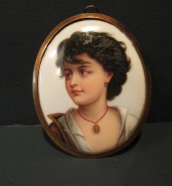 19th Century Oval Berlin Porcelain Miniature Plaque
