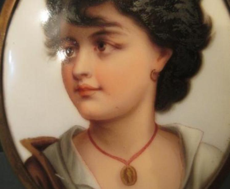 19th Century Oval Berlin Porcelain Miniature Plaque - Image 2