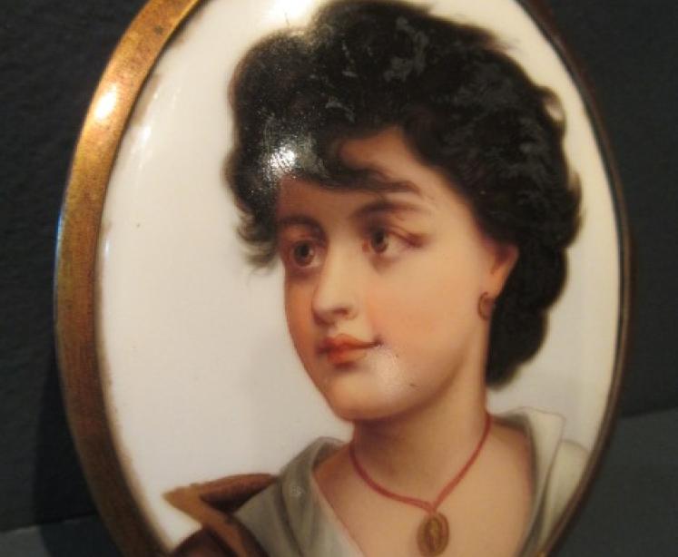 19th Century Oval Berlin Porcelain Miniature Plaque - Image 4