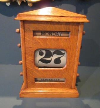 Large Victorian Solid Oak Perpetual Desk Calendar