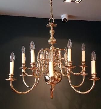 Impressive Edwardian Brass Two Tier Chandelier