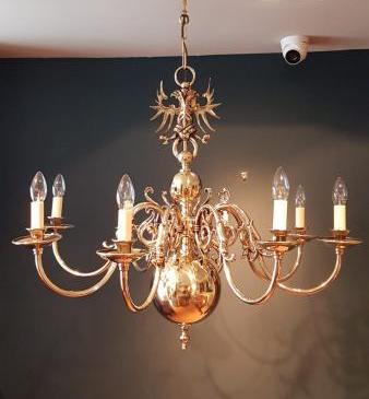 Superb Edwardian Brass Eight arm Chandelier