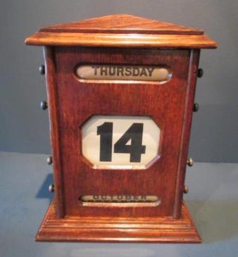 Large Victorian Solid Oak Perpetual Desk Calendar