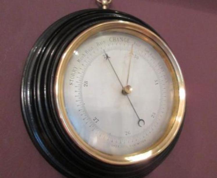 Antique Marine Barometer in Ebony Case - Image 1