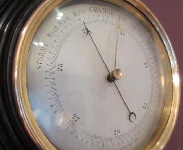 Antique Marine Barometer in Ebony Case - Image 2