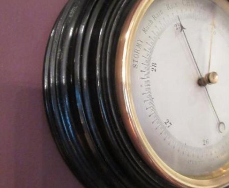 Antique Marine Barometer in Ebony Case - Image 3