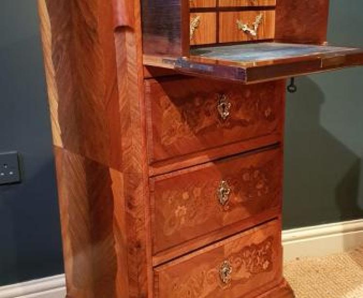 Superb Matching Pair of Inlaid Walnut Secretaire Chests - Image 2