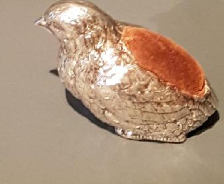 Antique Silver Partridge Pin Cushion - Image 6
