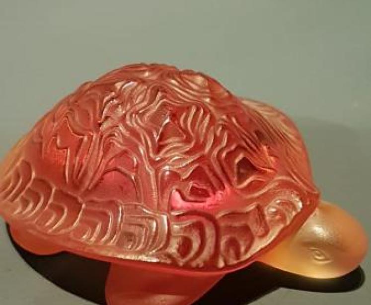Lalique Opalescent Amber Turtle - Image 1