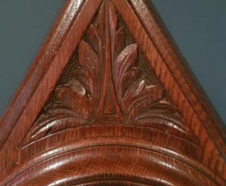 Victorian Oak Carved Barometer and Crescent Thermometer - Image 3