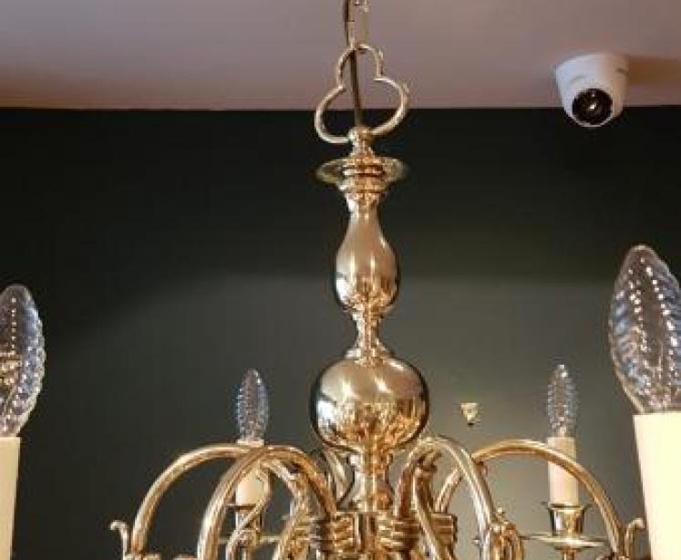 Superb Edwardian Solid Brass Two Tier Chandelier - Image 4
