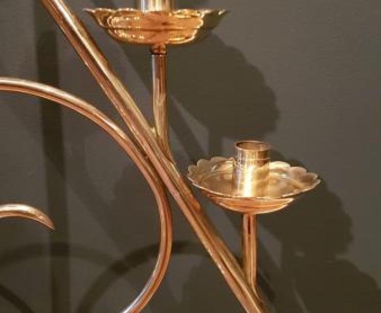 Impressive Matching Pair of Brass Church Candelabra - Image 2