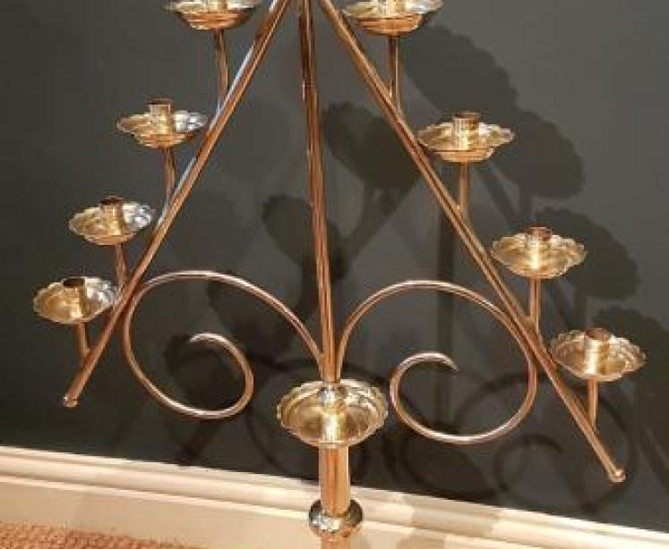 Impressive Matching Pair of Brass Church Candelabra - Image 6