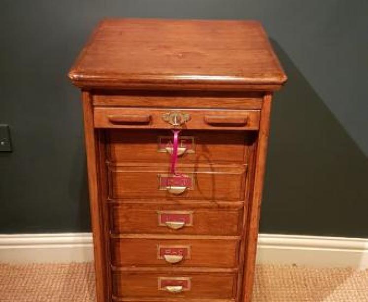 Antique Oak Maples of London Filing Cabinet - Image 1