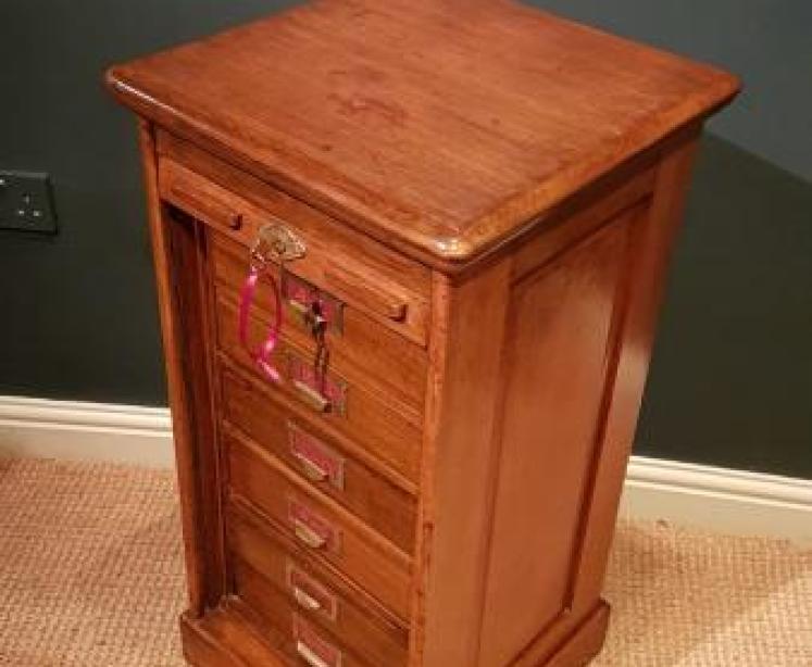 Antique Oak Maples of London Filing Cabinet - Image 3