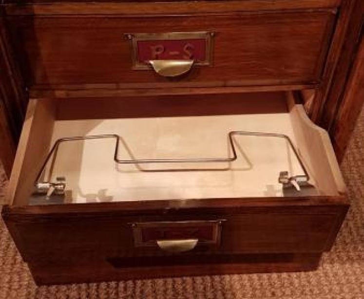 Antique Oak Maples of London Filing Cabinet - Image 5