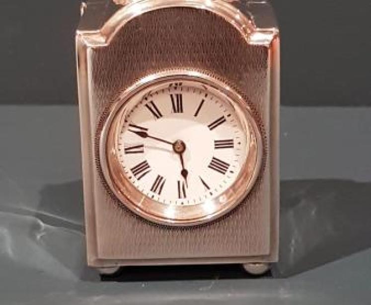 Small Edwardian Walker & Hall Silver Carriage Clock - Image 1