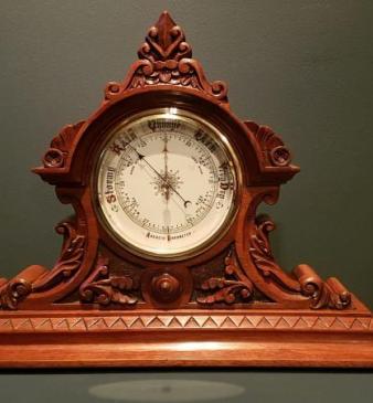 Superb Victorian Carved Walnut Desktop Barometer