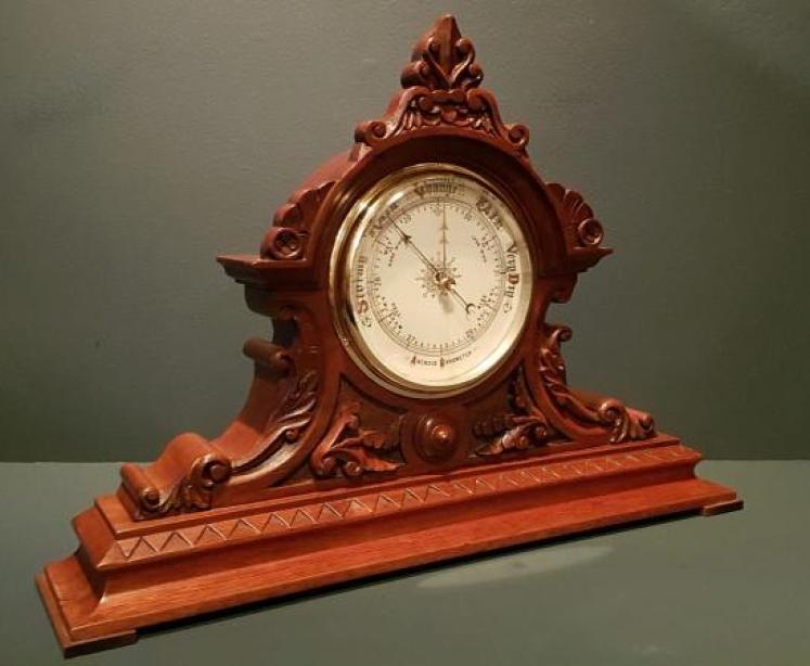 Superb Victorian Carved Walnut Desktop Barometer - Image 2