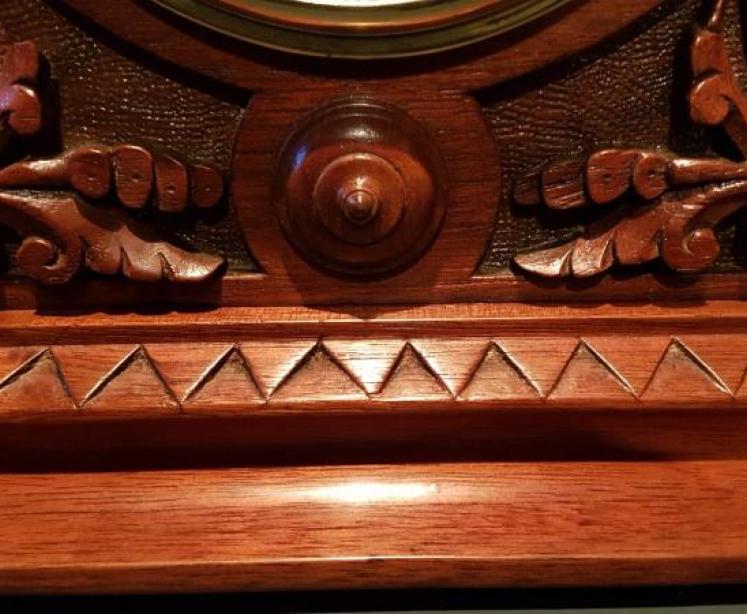 Superb Victorian Carved Walnut Desktop Barometer - Image 4