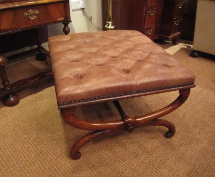 Superb Regency Rosewood X Frame Stool - Image 1
