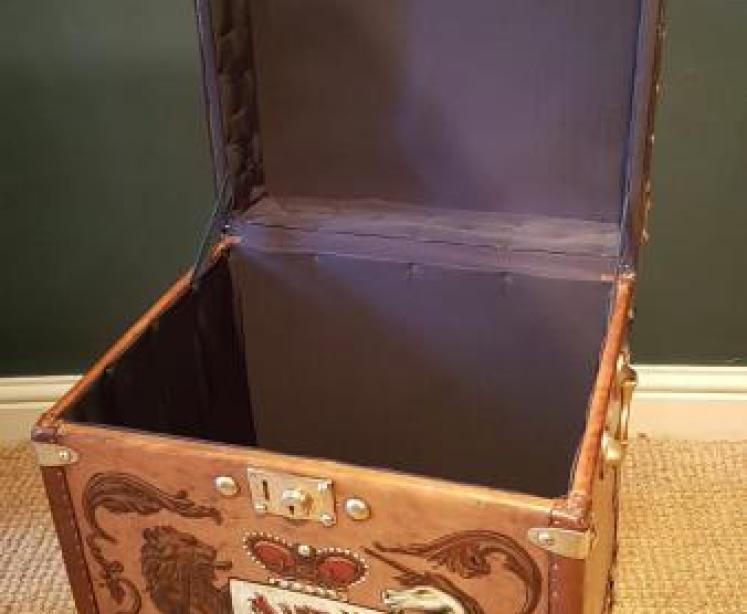 1920's Leather Trunk - Image 3