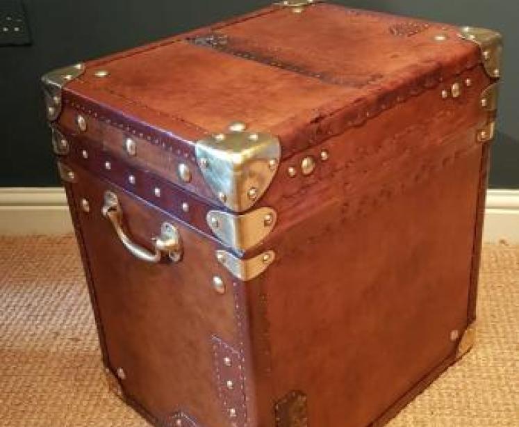 1920's Leather Trunk - Image 6