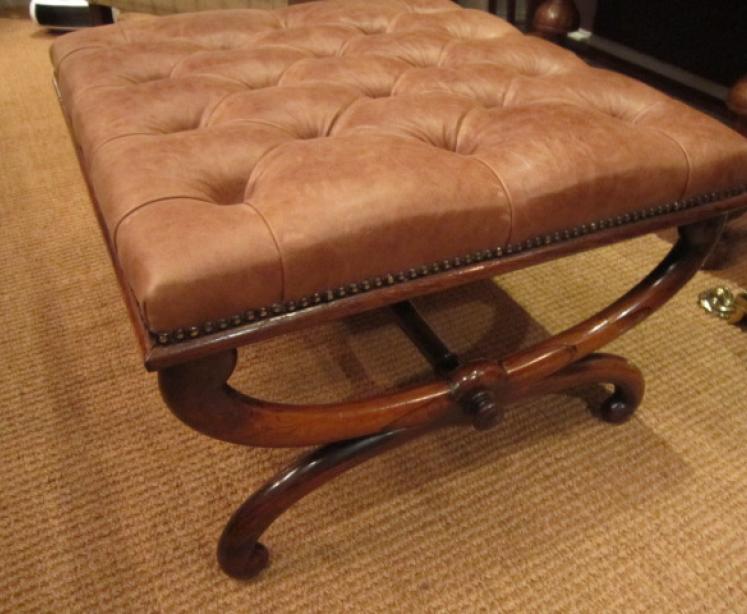 Superb Regency Rosewood X Frame Stool - Image 5