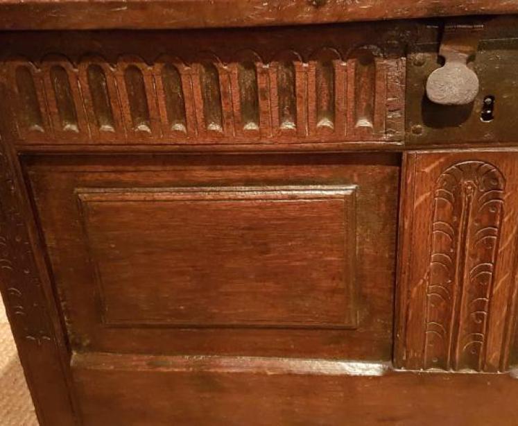 Small Period Oak Two Panel Coffer  - Image 5
