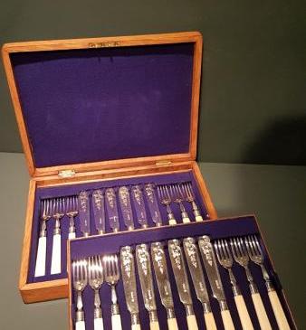 Victorian Solid Silver Canteen of Fish Knives and Forks