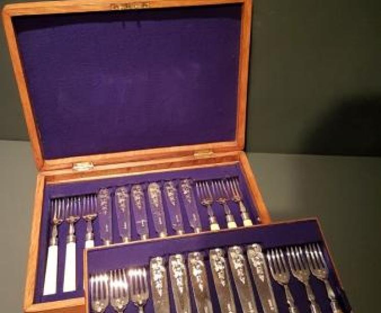 Victorian Solid Silver Canteen of Fish Knives and Forks - Image 1