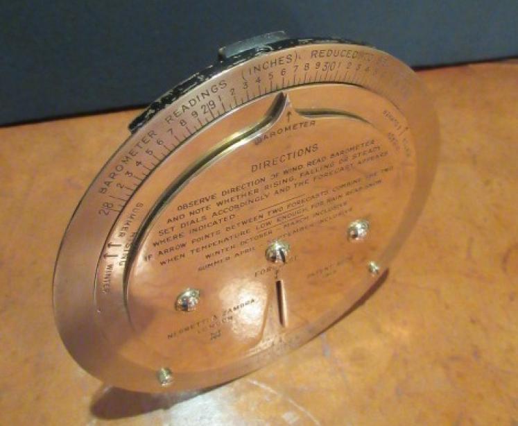 Antique Brass Desktop Negretti & Zambra Weather Forcaster - Image 7