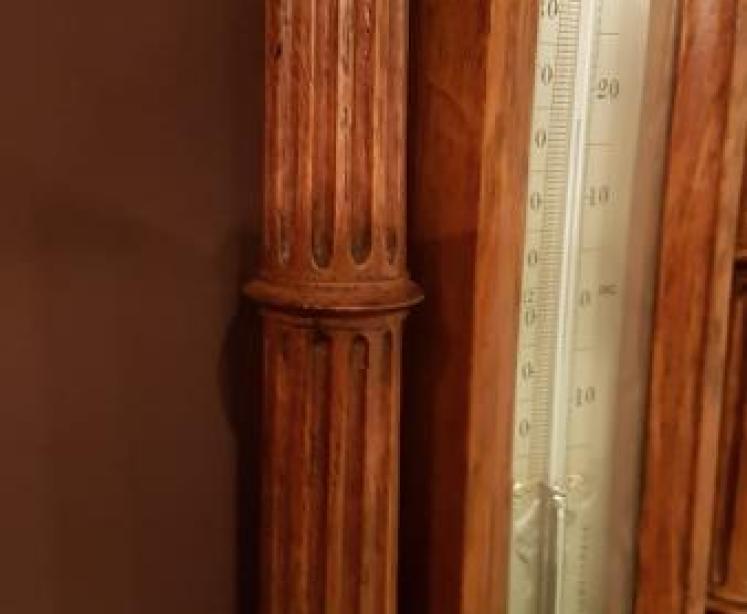 Quality Victorian Carved Oak Banjo Barometer - Image 6