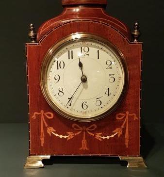 Fine Quality Edwardian Inlaid Mahogany Mantel Clock