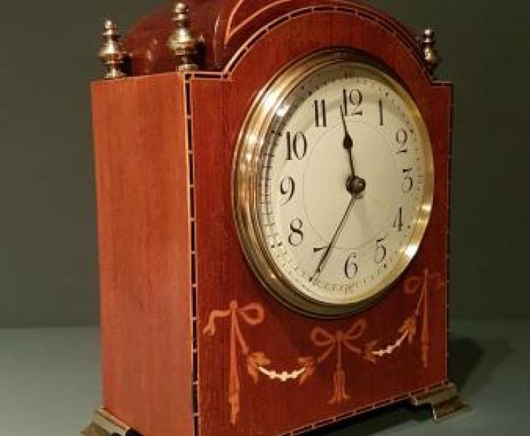 Fine Quality Edwardian Inlaid Mahogany Mantel Clock - Image 2