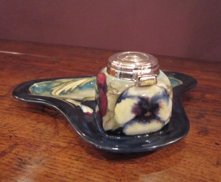Rare Moorcroft Pansy Pen & Ink Stand - Image 2