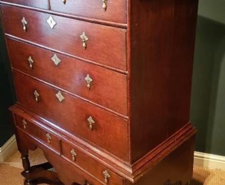 Outstanding Original George I Oak Chest on Stand - Image 6