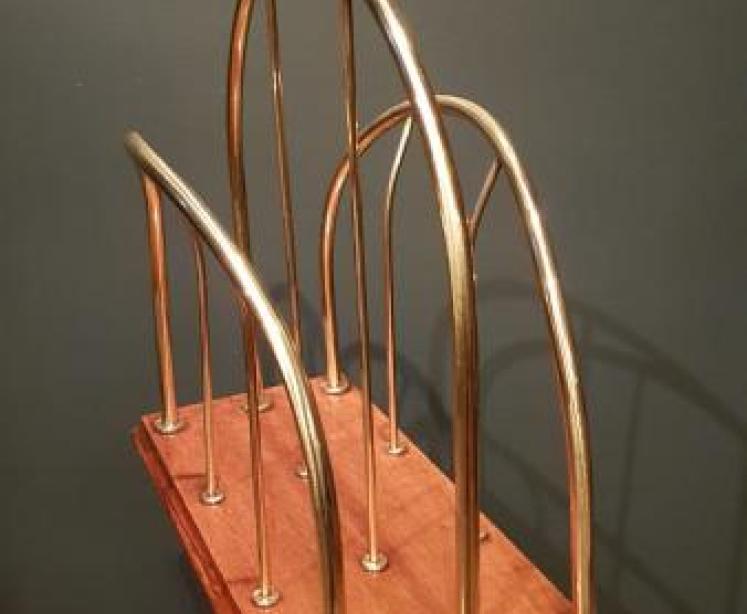 Victorian Brass and Oak Magazine Rack - Image 2