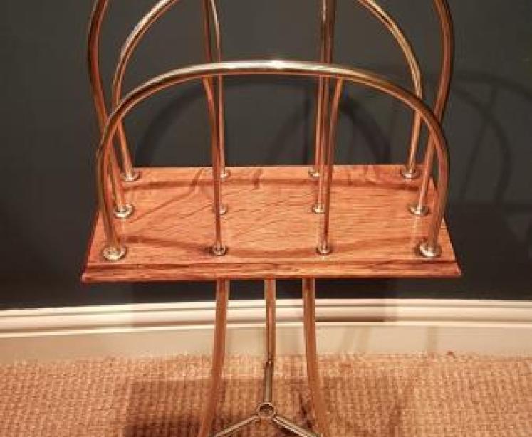 Victorian Brass and Oak Magazine Rack - Image 5