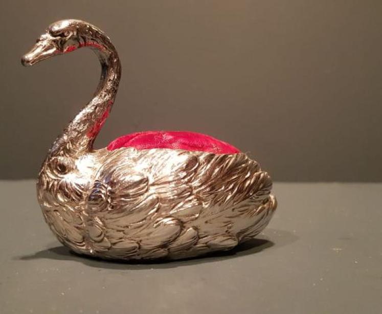 Antique Silver Novelty Swan Pin Cushion - Image 2
