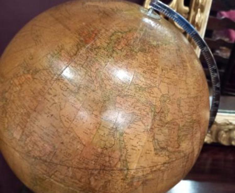 Superb Antique 12" Papier Mache Terrestrial Globe - Image 7