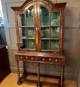 Antique William & Mary Style Walnut Cabinet on Stand